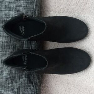 Custom Dansko Double Zip Boots Black w/ tan heel; extra zippers